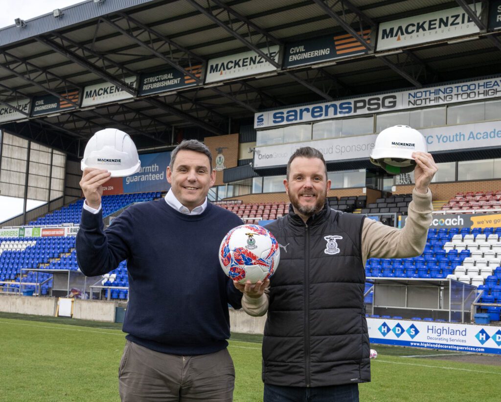 Darren Hendry, Contracts Manager at Mackenzie Construction (left) and Andrew Benjamin Commercial Director at Inverness Caledonian Thistle (right)
