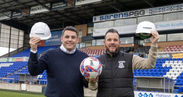 Darren Hendry, Contracts Manager at Mackenzie Construction (left) and Andrew Benjamin Commercial Director at Inverness Caledonian Thistle (right)